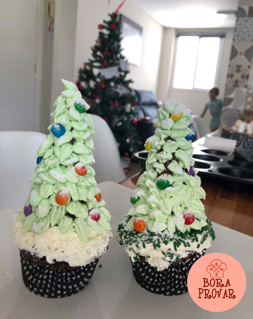 🎄 Cupcakes de Natal de Chocolate, Decoração Árvore de Natal