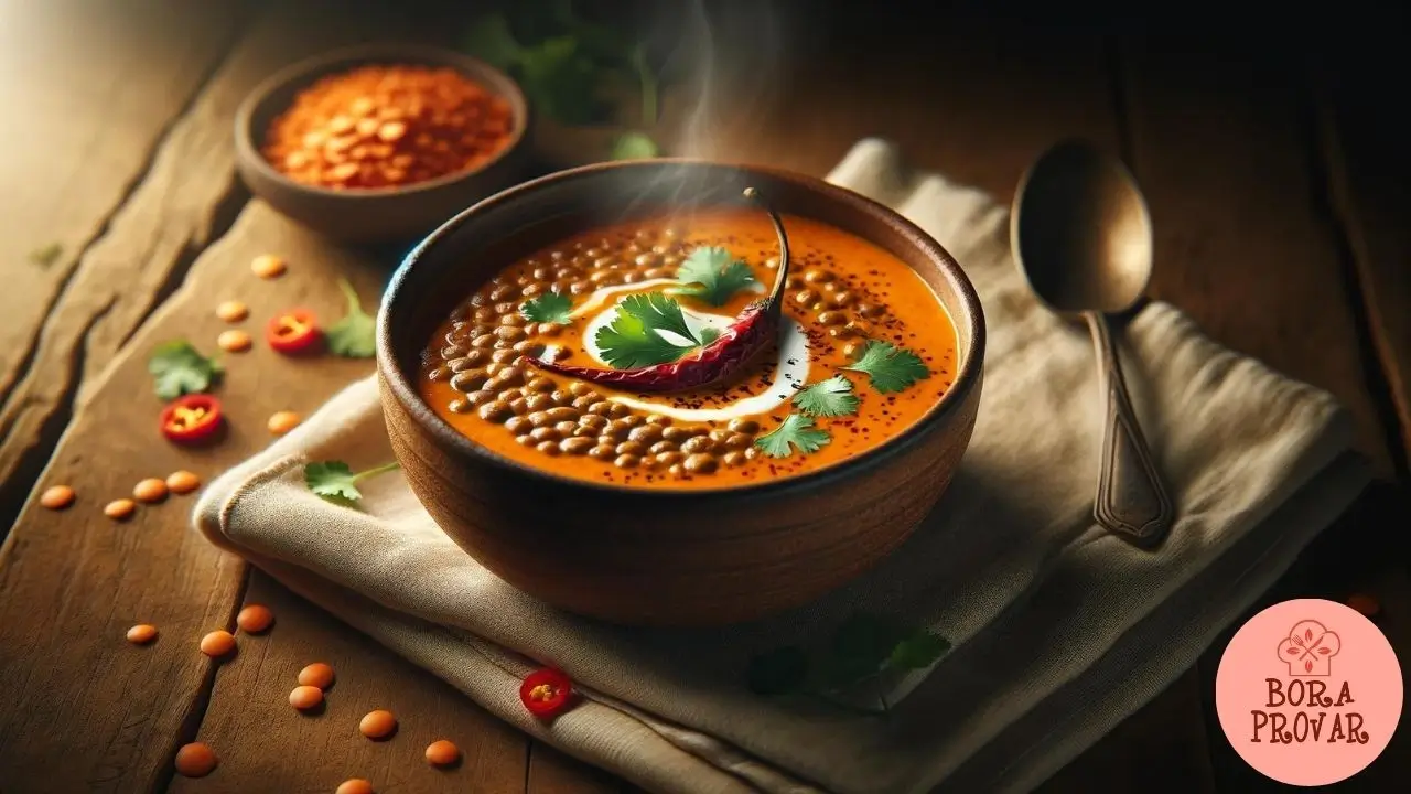 Sopa de Lentilha Vermelha Cremosa com Leite de Coco e Curry
