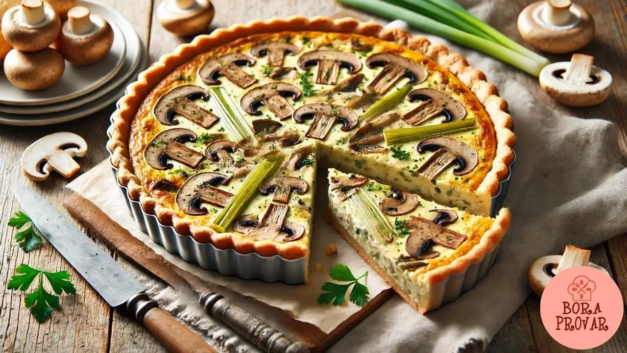 Quiche de Alho Poró e Cogumelos