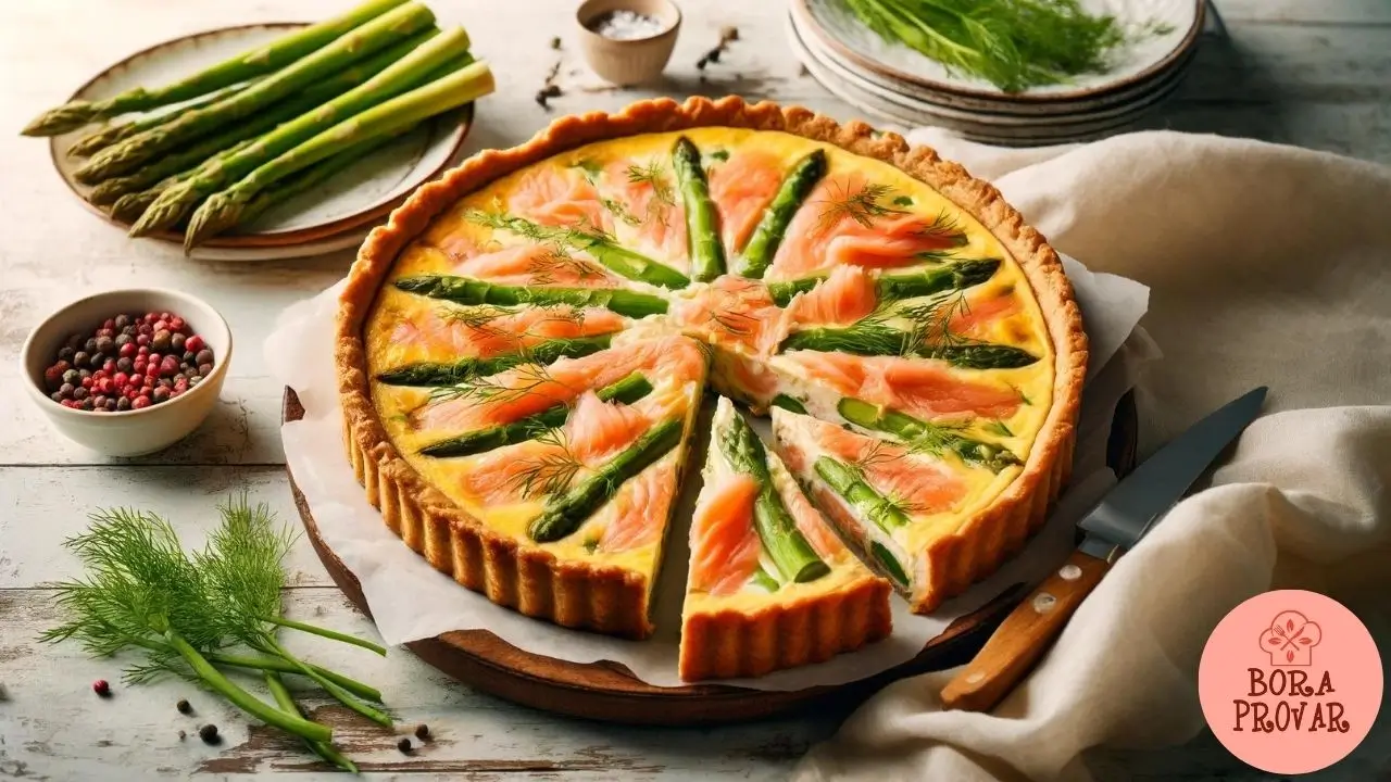 Quiche de Salmão Defumado e Aspargos