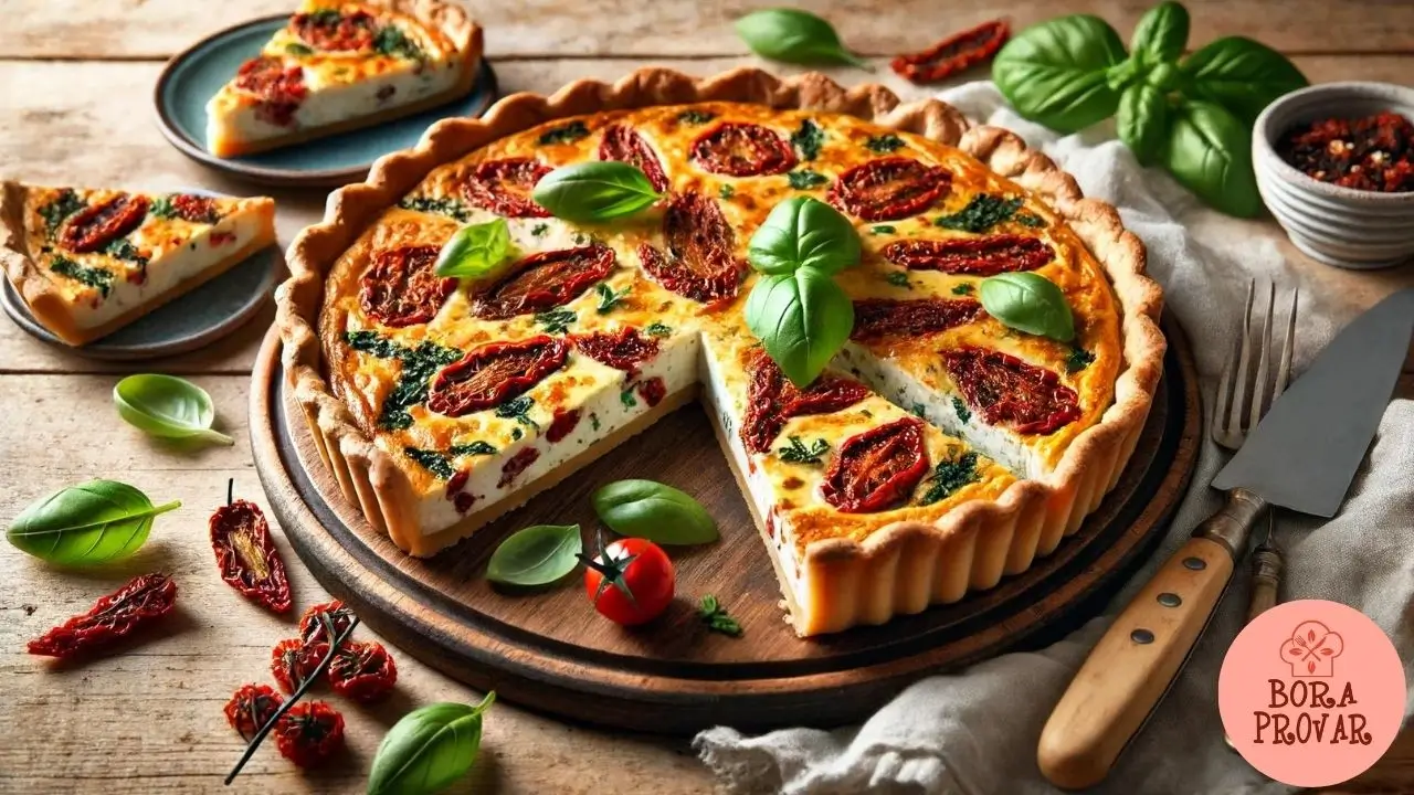 Quiche de Tomate Seco e Manjericão