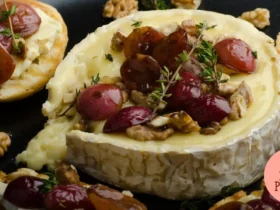 Queijo Brie Assado com Mel, Nozes e Frutas