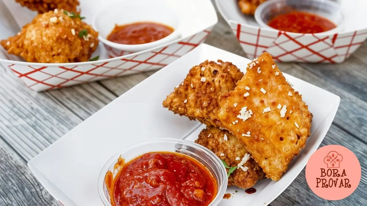 Ravioli de Queijo Empanado e Frito