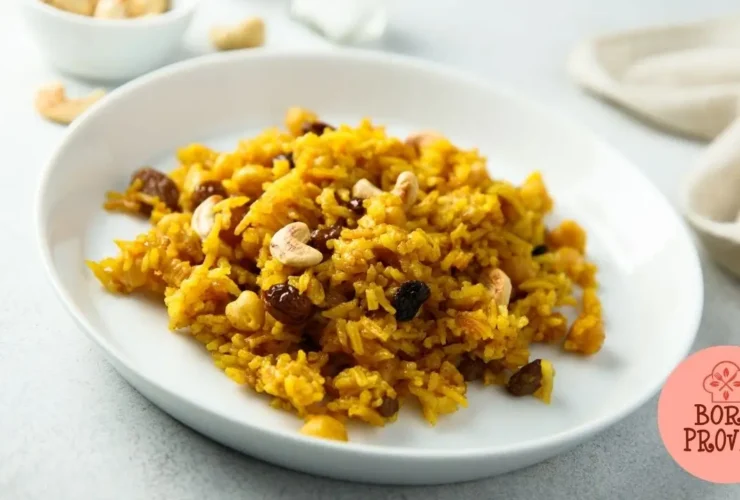 Arroz natalino com castanhas de caju e passas