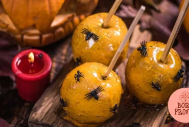 Maçã de Halloween com Teia de Aranha Caramelizada