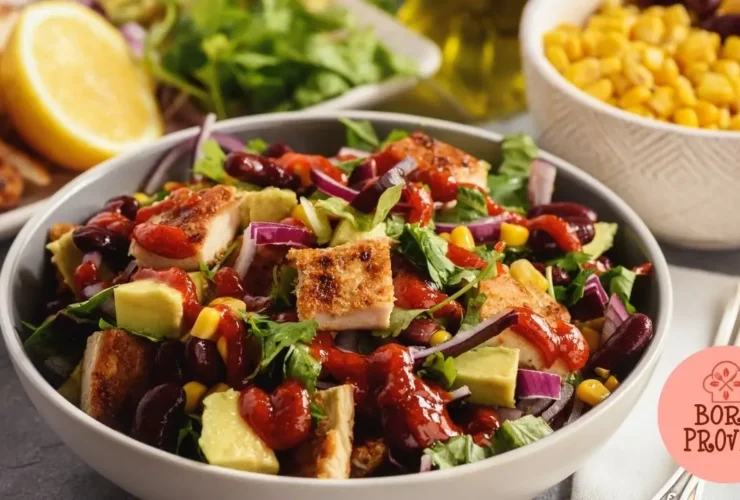 Salada fria de frango desfiado com milho e ervas