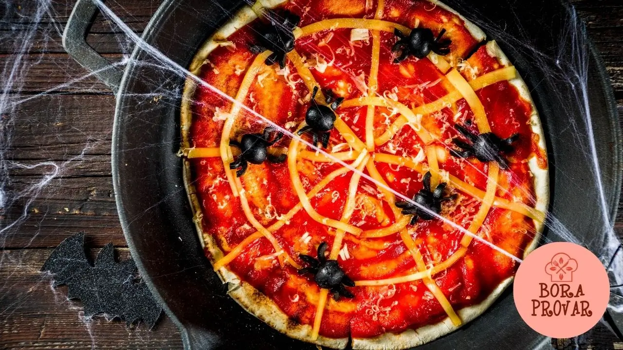 Pizza de Teia de Aranha de Halloween