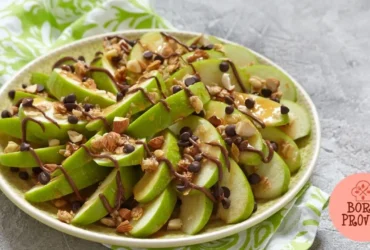 Apple Nachos - Fatias de Maçãs com Pasta de Amendoim e Granola
